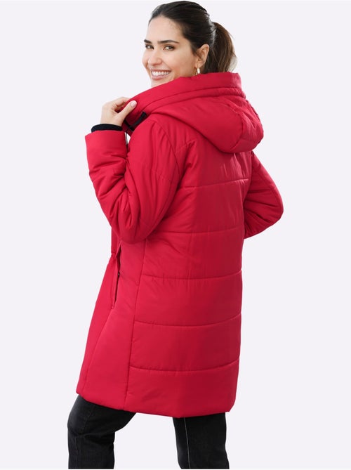 Veste longue avec capuche à poches et bords-côtes confortables - Taille standard - Moda Vilona - Kiabi