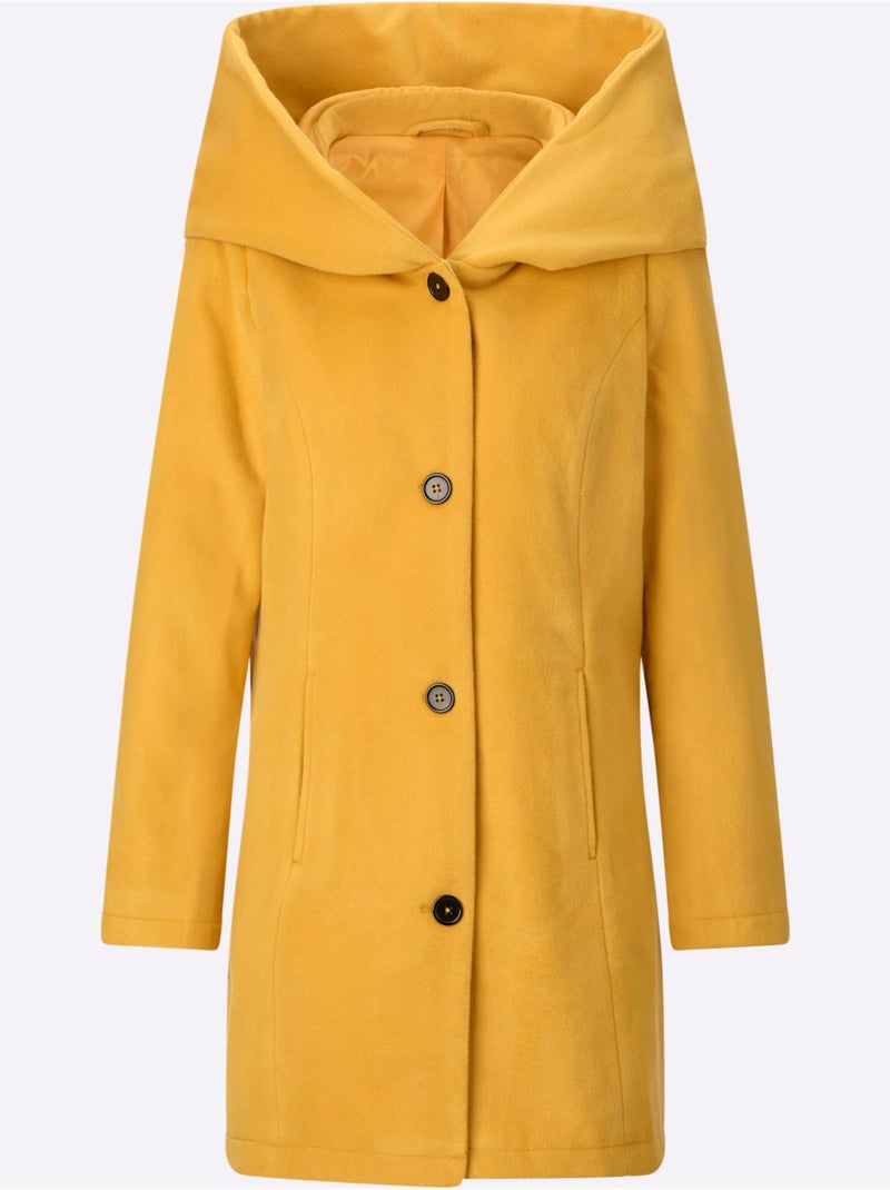 Veste longue avec capuche et poches structurantes - Taille standard - Moda Vilona Ocre - Kiabi