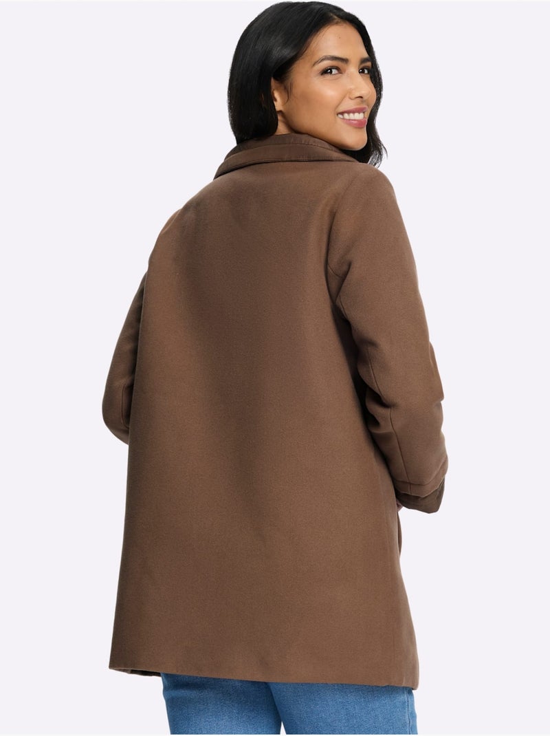 Veste longue avec empiècements matelassés - taille standard - moda vilona Marron - Kiabi