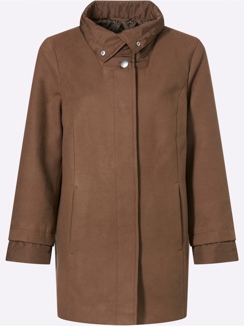 Veste longue avec empiècements matelassés - taille standard - moda vilona Marron - Kiabi