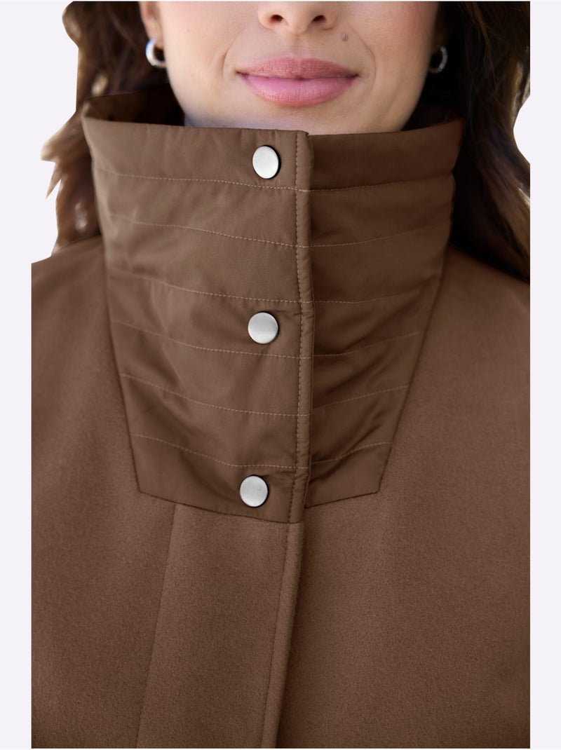 Veste longue avec empiècements matelassés - taille standard - moda vilona Marron - Kiabi