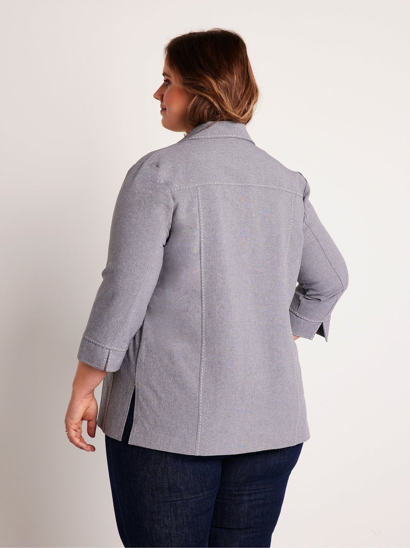 Veste longue boutonnée - Afibel Argenté - Kiabi