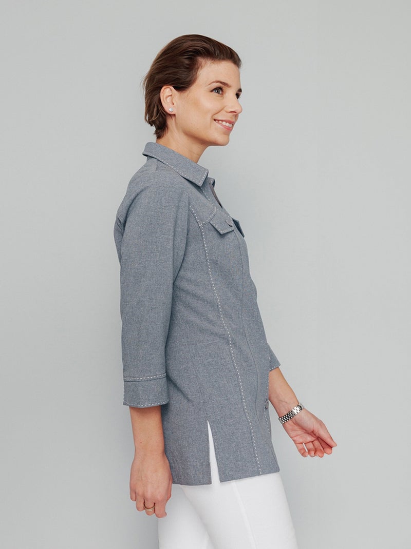 Veste longue boutonnée - Afibel Argenté - Kiabi