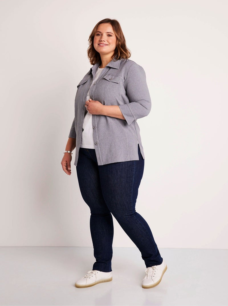 Veste longue boutonnée - Afibel Argenté - Kiabi