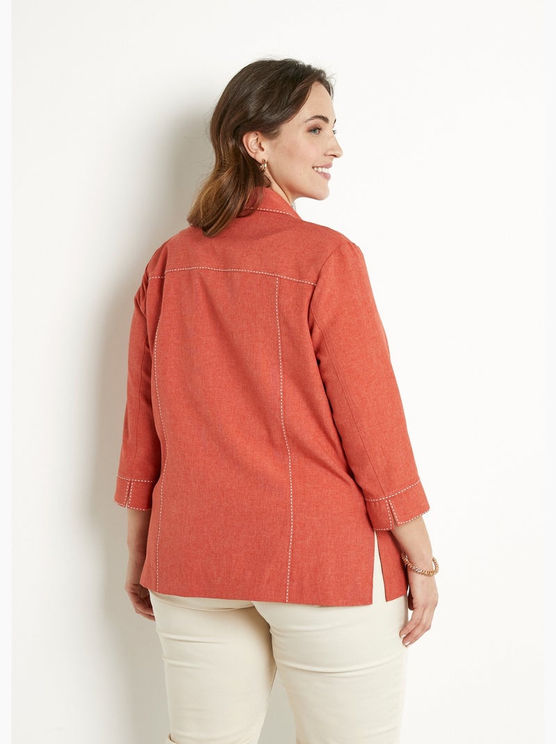 Veste longue boutonnée - Afibel Brique - Kiabi
