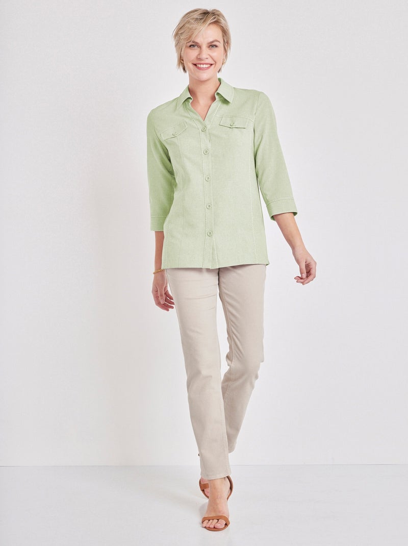 Veste longue boutonnée - Afibel Vert - Kiabi