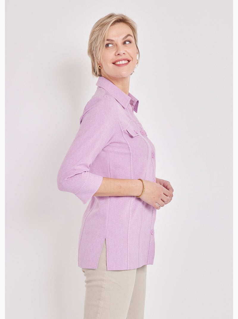 Veste longue boutonnée - Afibel Violet - Kiabi
