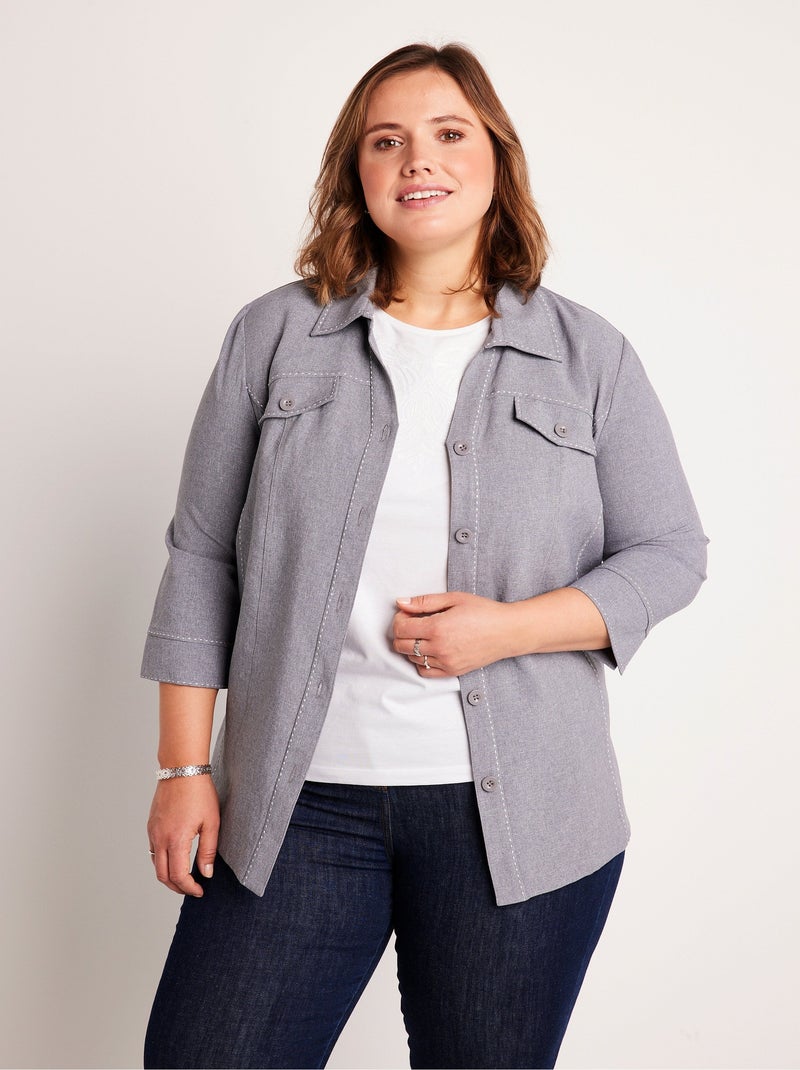 Veste longue boutonnée Argenté - Kiabi
