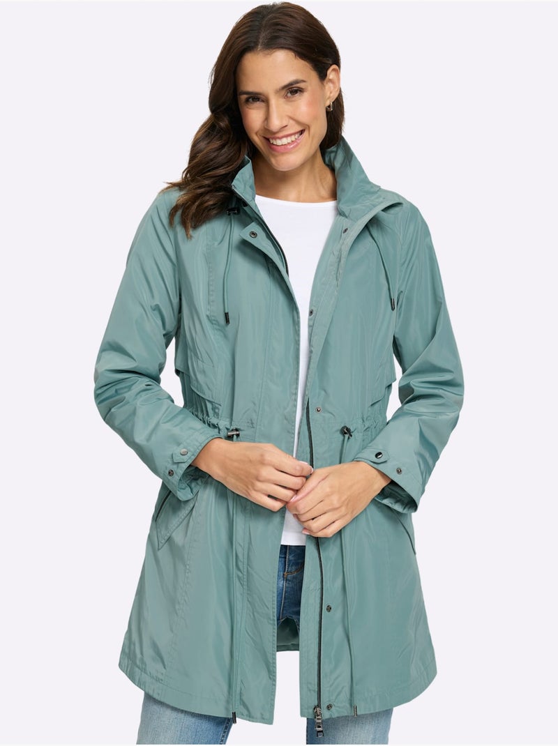 Veste Longue Capuche Amovible Grâce à Une Glissière - Taille Standard - Witt Vert jade - Kiabi