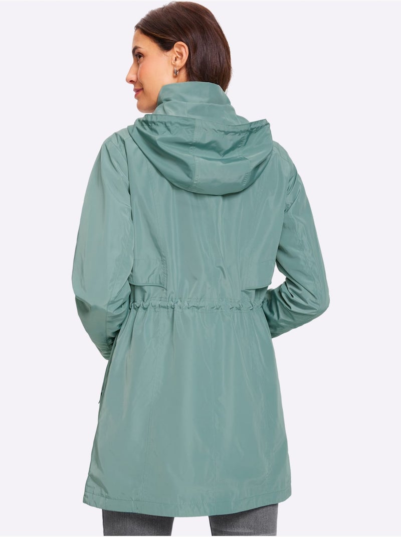 Veste Longue Capuche Amovible Grâce à Une Glissière - Taille Standard - Witt Vert jade - Kiabi
