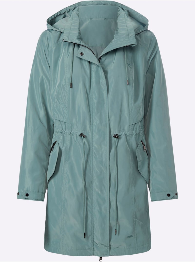 Veste Longue Capuche Amovible Grâce à Une Glissière - Taille Standard - Witt Vert jade - Kiabi
