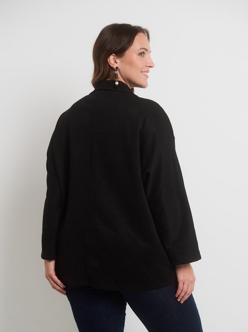 Veste longue col tailleur en suédine - AFIBEL Noir - Kiabi