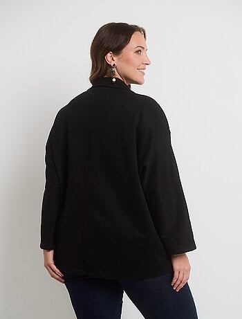 Veste longue col tailleur en suédine