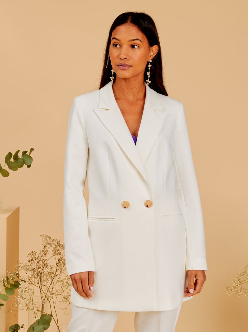 Veste longue de tailleur blanc cassé - Kiabi