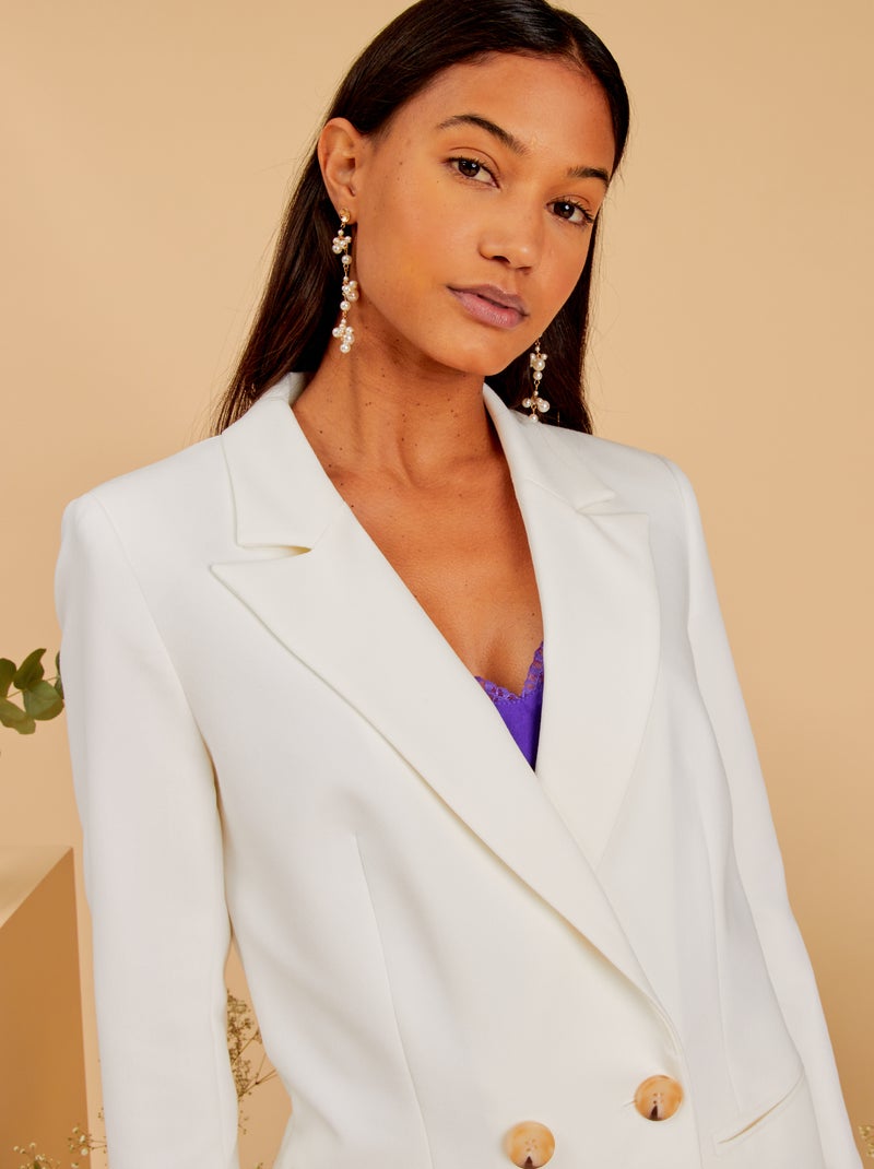 Veste longue de tailleur blanc cassé - Kiabi