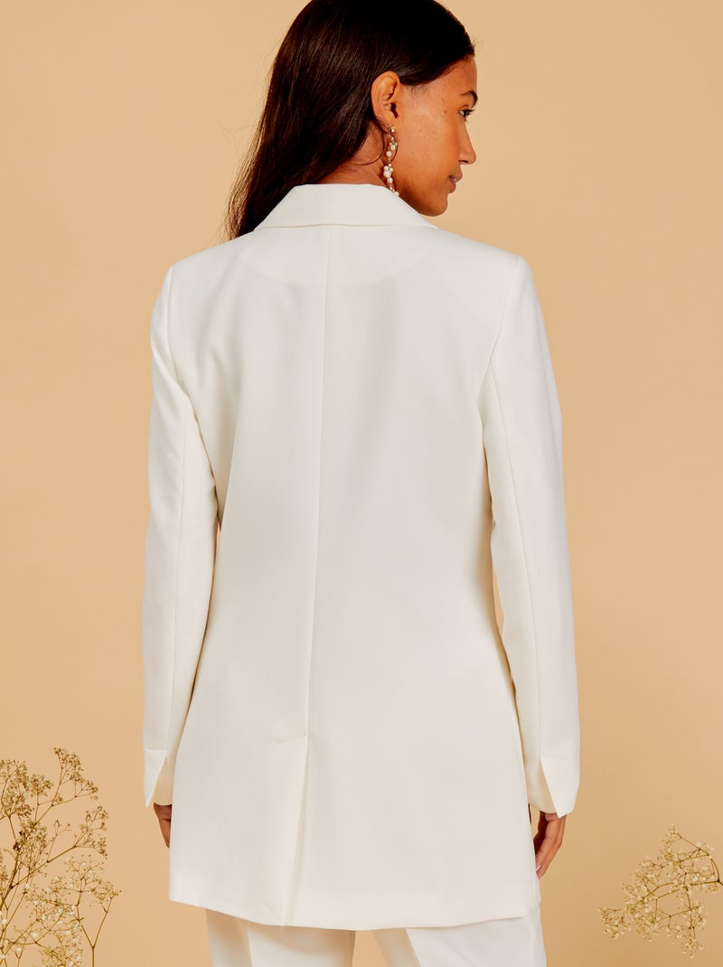 Veste longue de tailleur blanc cassé - Kiabi