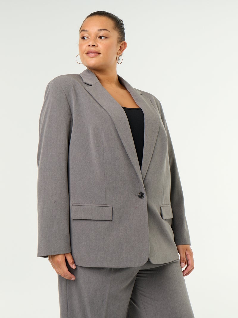 Veste longue de tailleur Gris - Kiabi