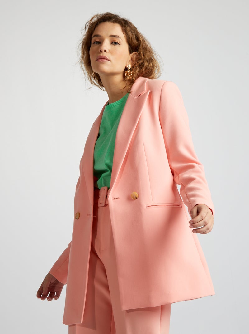 Veste longue de tailleur Rose - Kiabi
