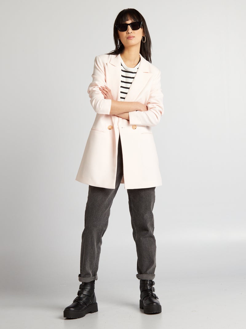Veste longue de tailleur Rose pâle - Kiabi