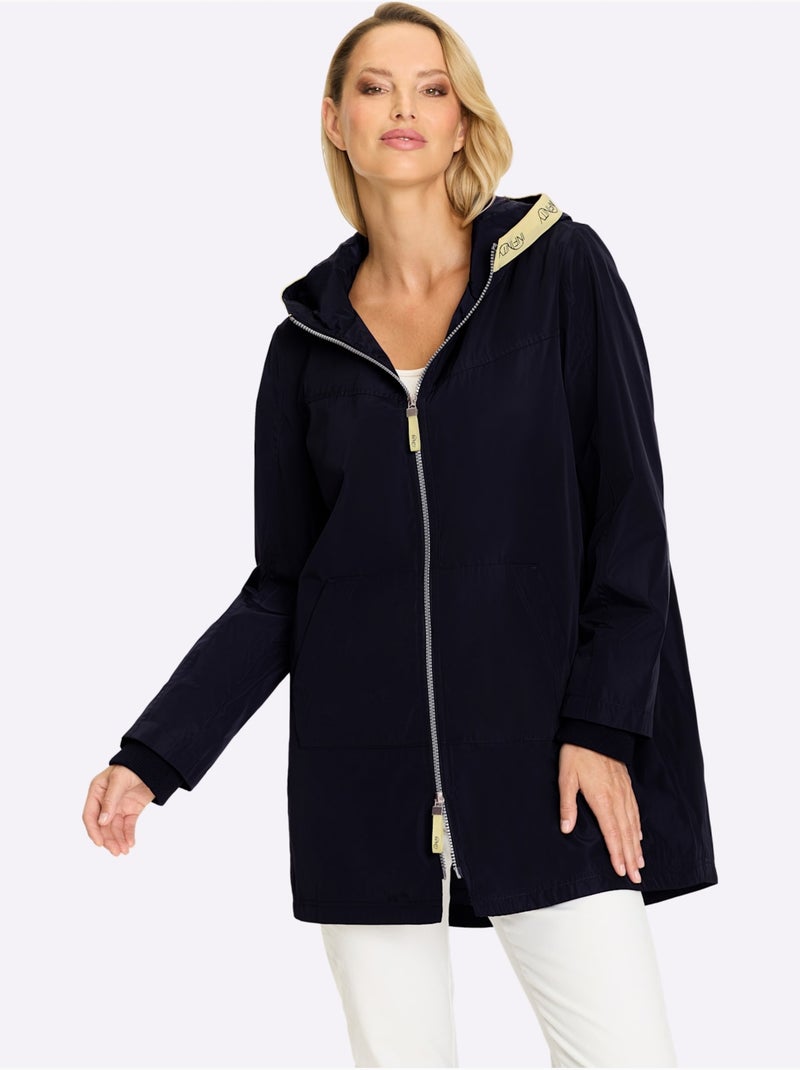 Veste Longue Détails Contrastés Décoratifs - Taille Standard - Helline Bleu marine - Kiabi