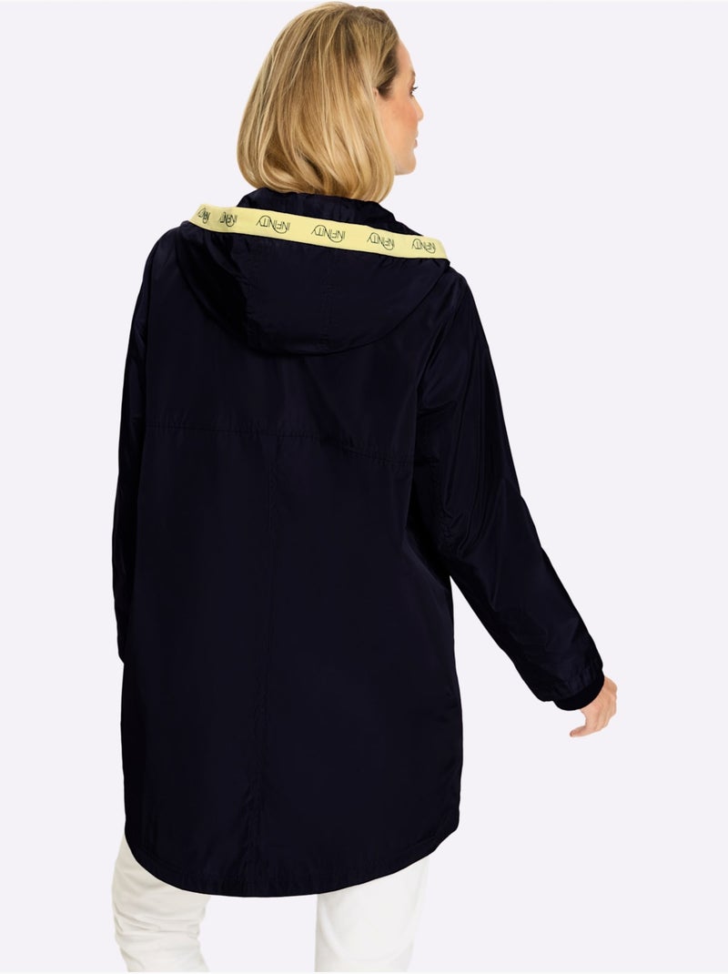 Veste Longue Détails Contrastés Décoratifs - Taille Standard - Helline Bleu marine - Kiabi