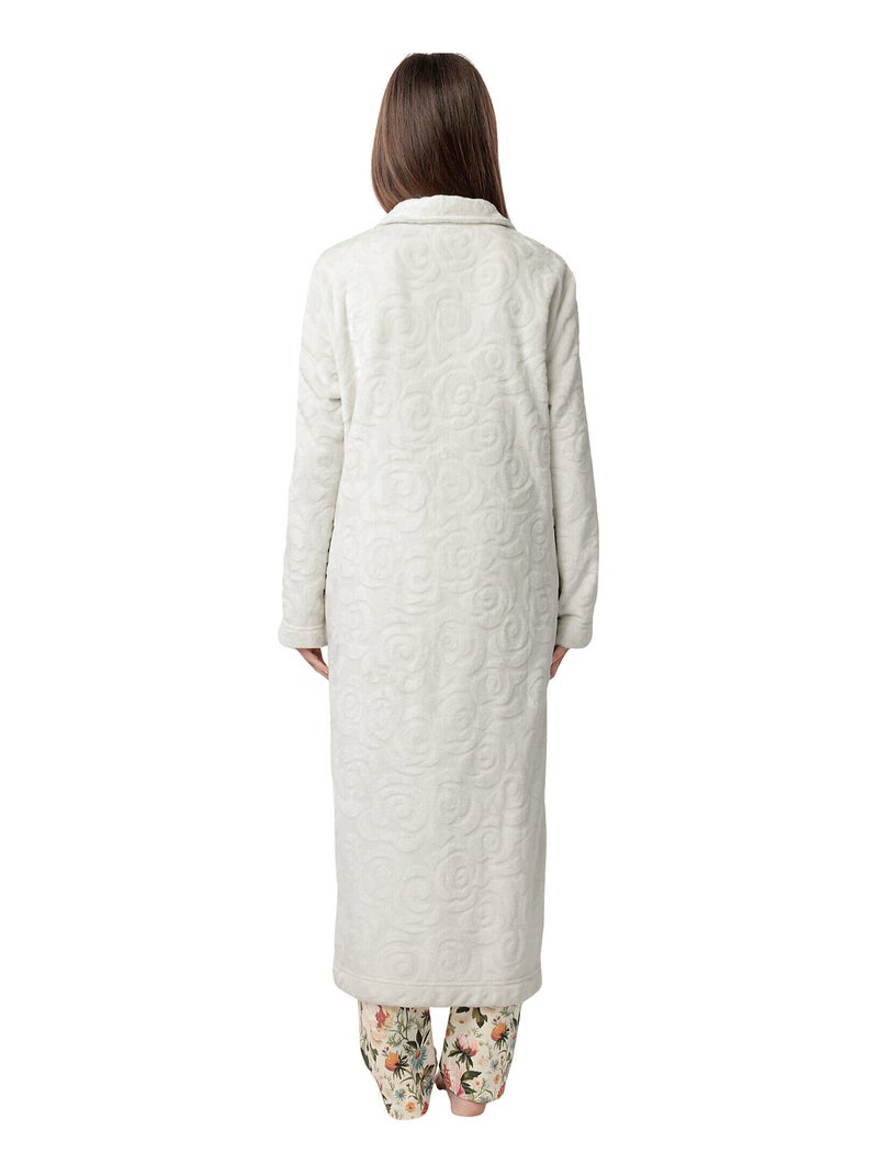 Veste longue d'intérieur Rosas Jacquard Gris - Kiabi