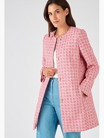 Veste longue effet tweed fils brillants - Damart