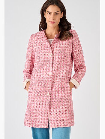 Veste longue effet tweed fils brillants - Damart