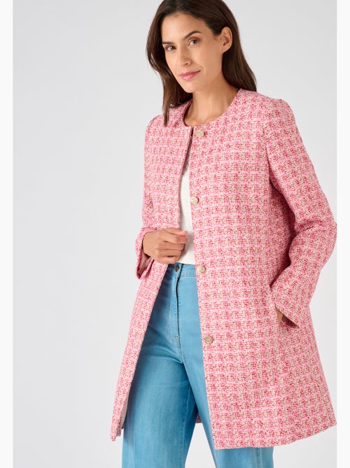 Veste longue effet tweed fils brillants - Damart - Kiabi