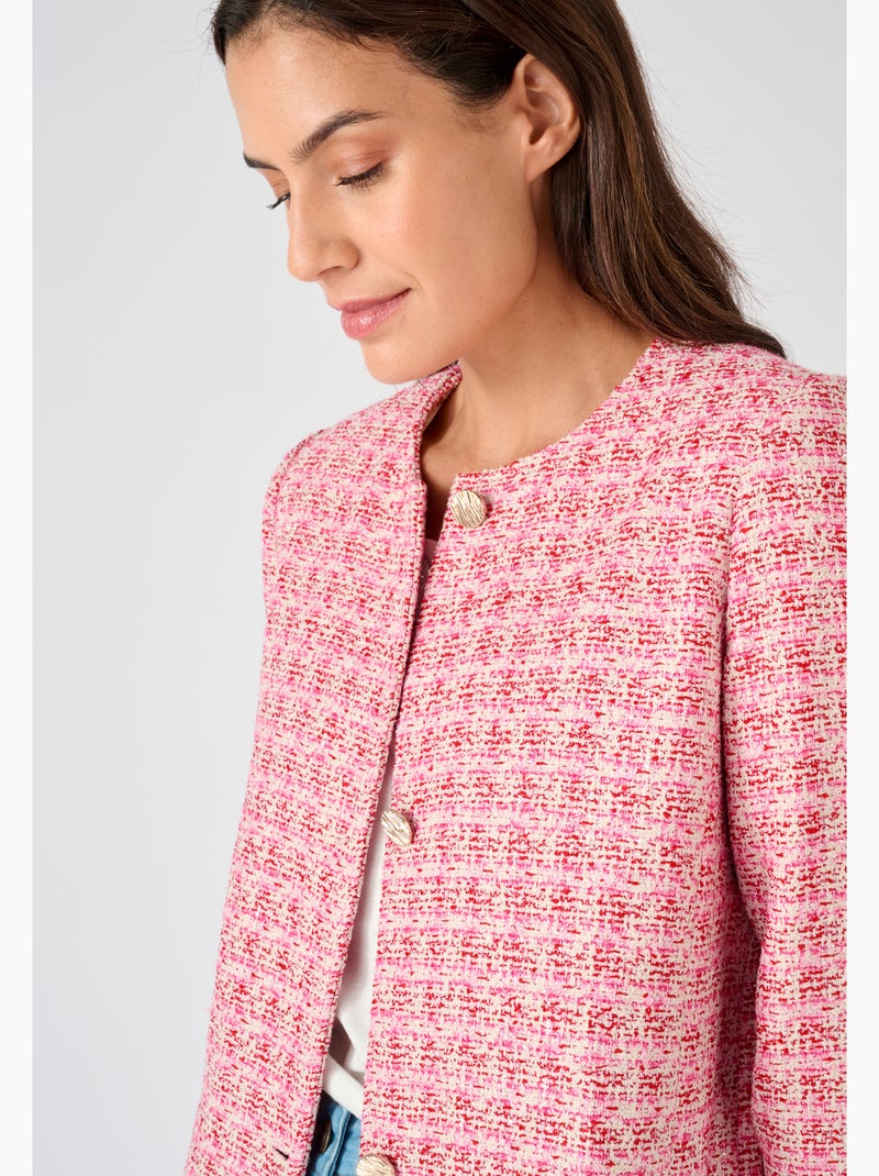 Veste longue effet tweed fils brillants - Damart Rouge - Kiabi