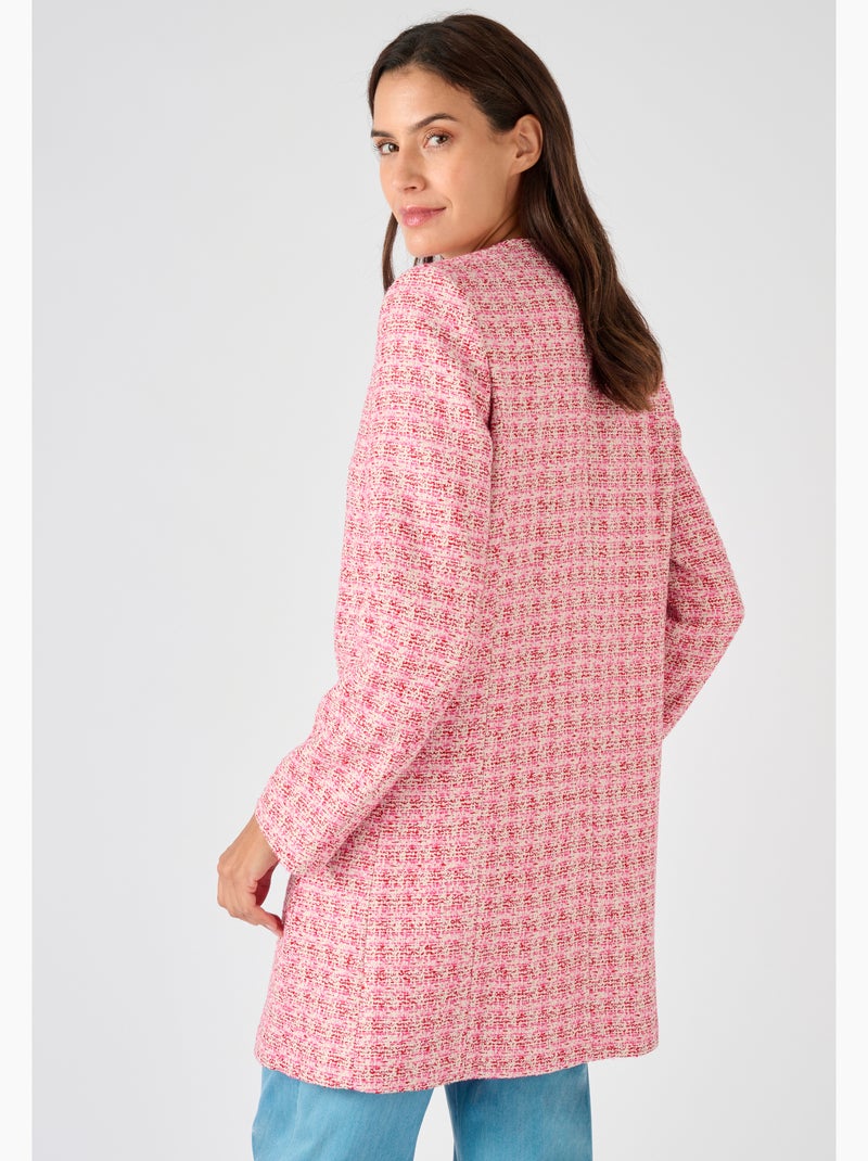 Veste longue effet tweed fils brillants - Damart Rouge - Kiabi