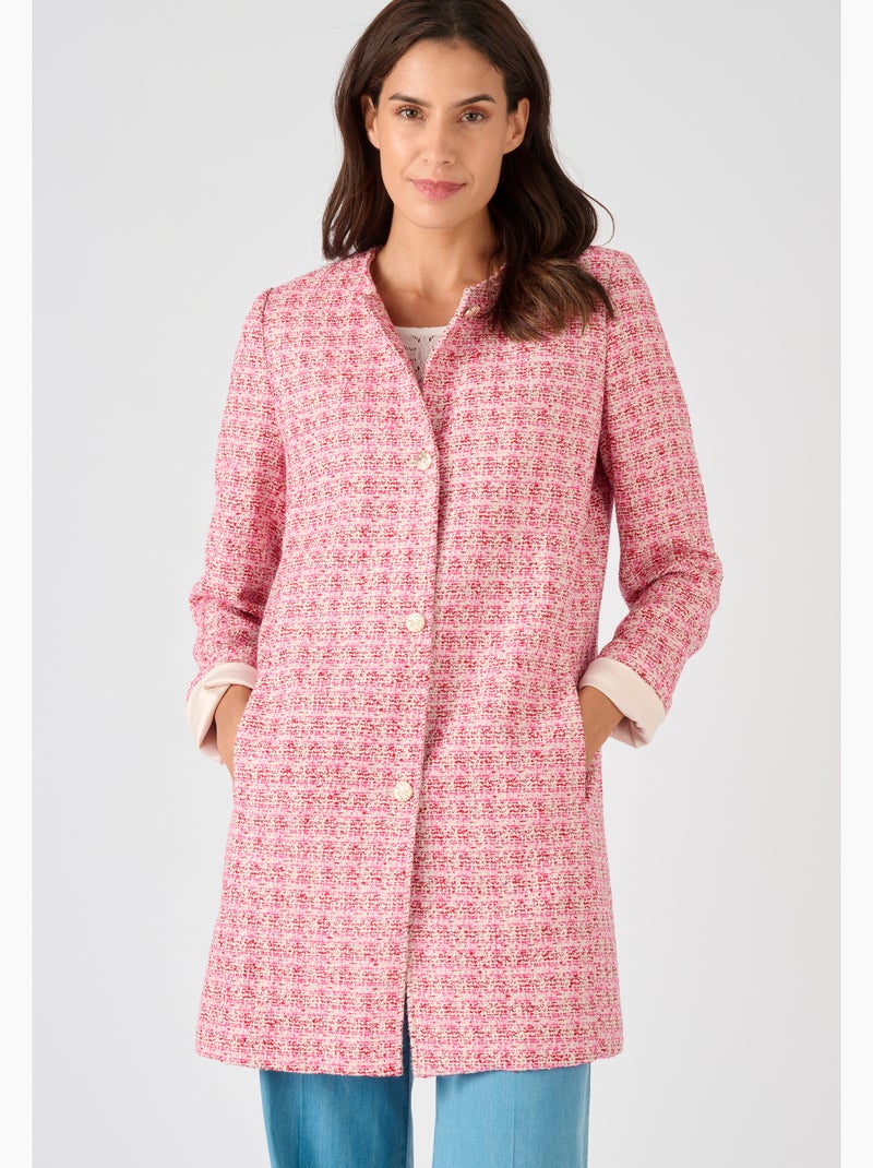 Veste longue effet tweed fils brillants - Damart Rouge - Kiabi