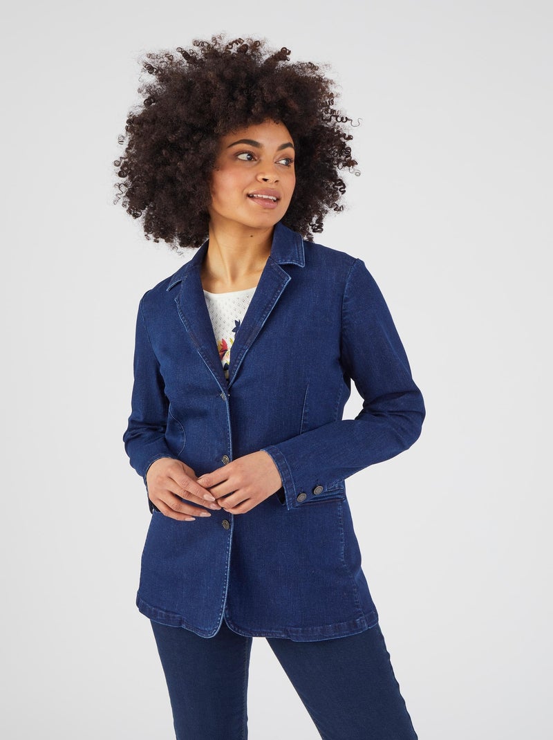 Veste longue en jean - Damart Bleu - Kiabi
