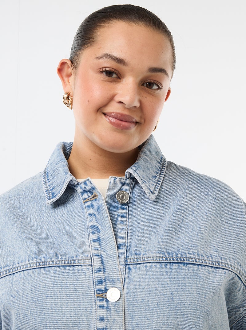 Veste longue en jean Bleu - Kiabi