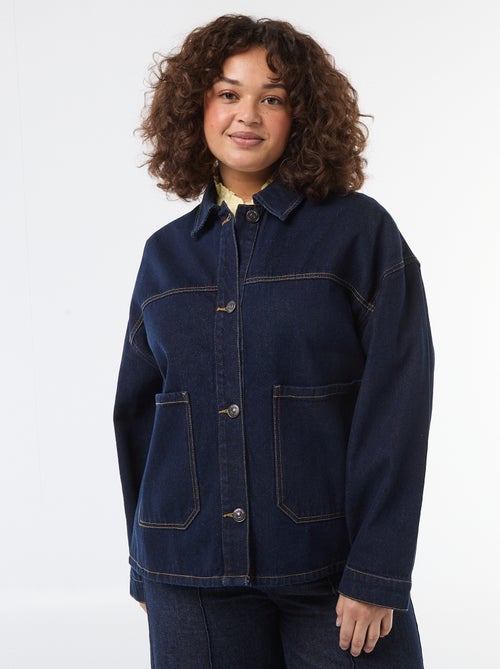 Veste longue en jean - Kiabi