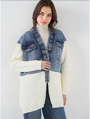 Veste longue en jean tricotée bdart