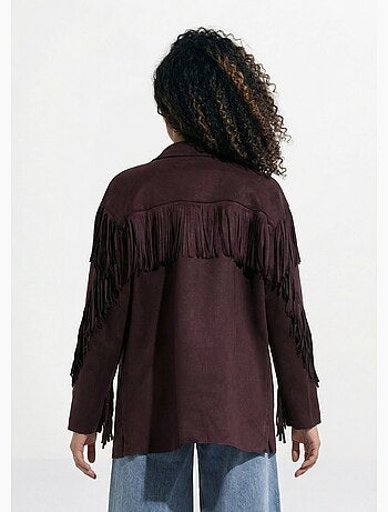 Veste longue en suédine à franges - AFIBEL