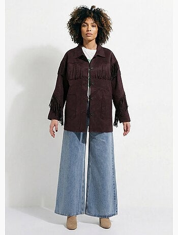 Veste longue en suédine à franges - AFIBEL