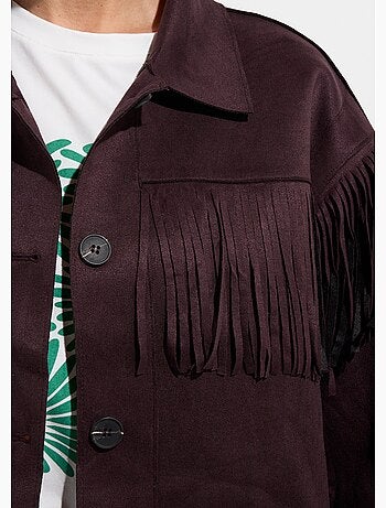 Veste longue en suédine à franges - AFIBEL