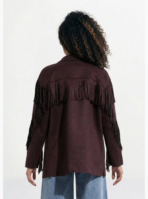 Veste longue en suédine à franges - AFIBEL - Kiabi