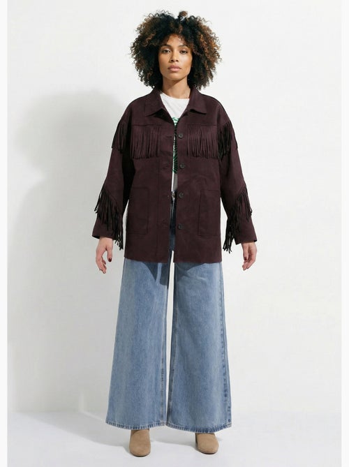 Veste longue en suédine à franges - AFIBEL - Kiabi