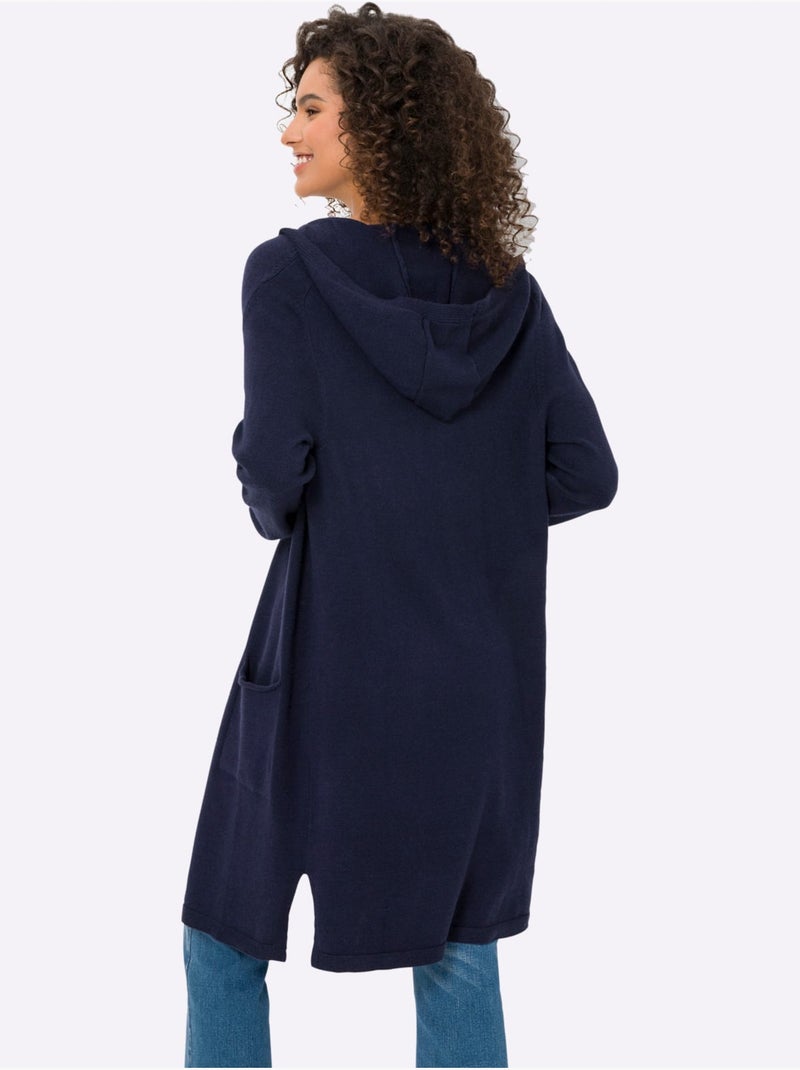 Veste Longue En Tricot - Taille Standard - Helline Bleu marine - Kiabi