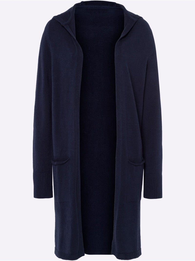 Veste Longue En Tricot - Taille Standard - Helline Bleu marine - Kiabi