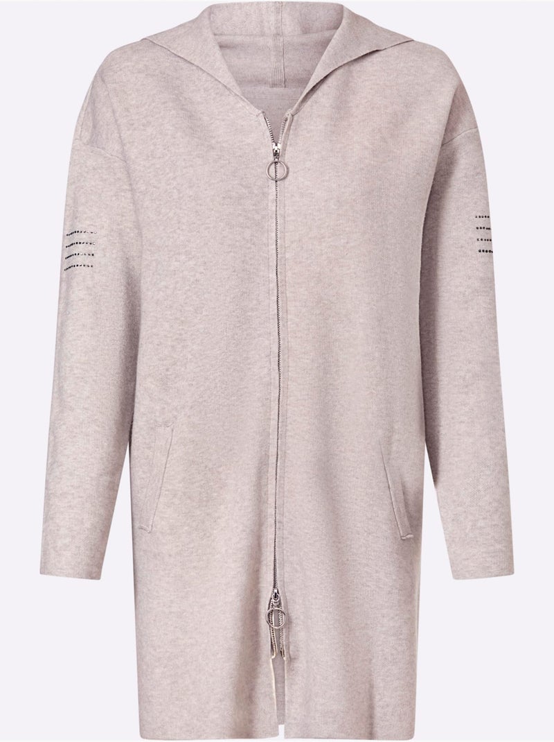 Veste Longue En Tricot - Taille Standard - Helline Gris clair - Kiabi
