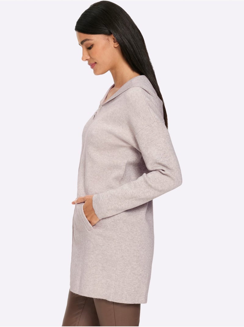 Veste Longue En Tricot - Taille Standard - Helline Gris clair - Kiabi