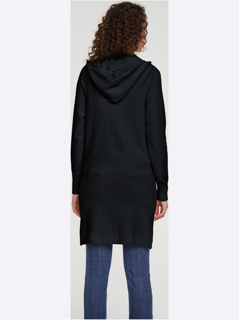 Veste Longue En Tricot - Taille Standard - Helline Noir - Kiabi