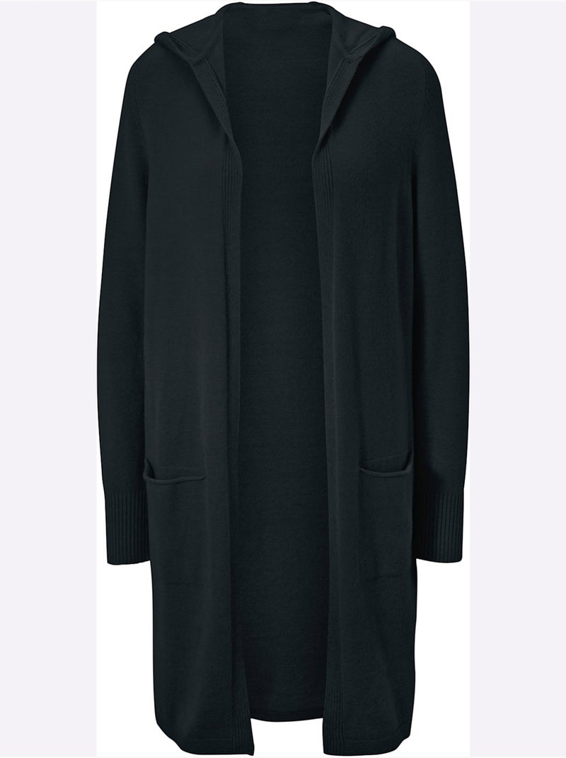 Veste Longue En Tricot - Taille Standard - Helline Noir - Kiabi