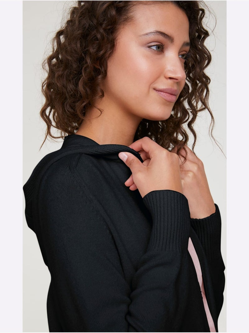 Veste Longue En Tricot - Taille Standard - Helline Noir - Kiabi