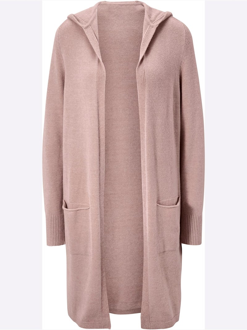 Veste Longue En Tricot - Taille Standard - Helline Rose - Kiabi
