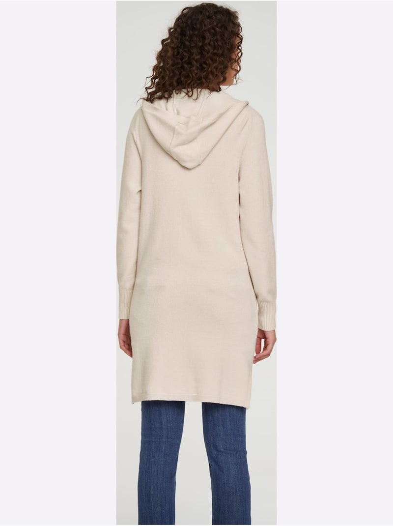 Veste Longue En Tricot - Taille Standard - Helline Sable - Kiabi